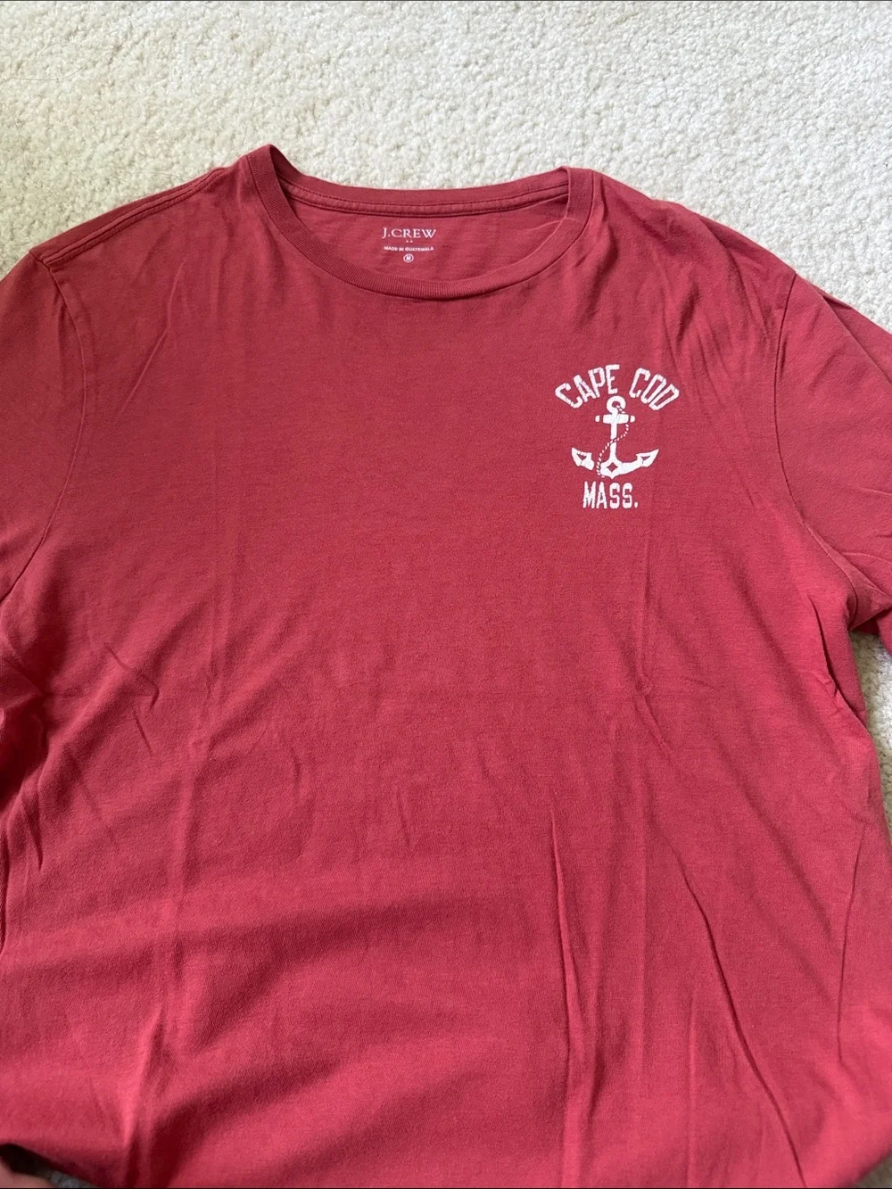J. Crew Men's Cranberry Cape Cod Anchor Graphic Tee size M 100% cotton